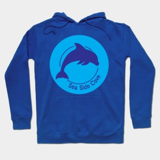 Sea Side Cove Dolphin Logo Light Blue Hoodie